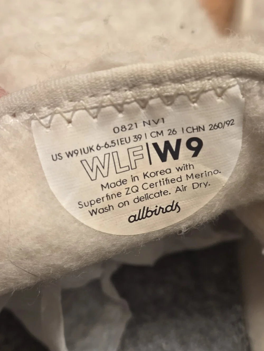 Allbirds Wool Lounger Fluffs White Wool Slip-On Comfort Shoes Women’s Size 9